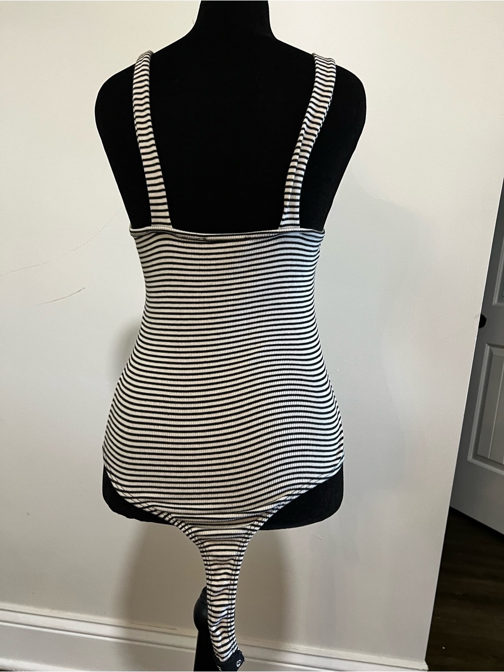 Lulu's Black & White Striped Twist-Front Bodysuit - Picture 3 of 4
